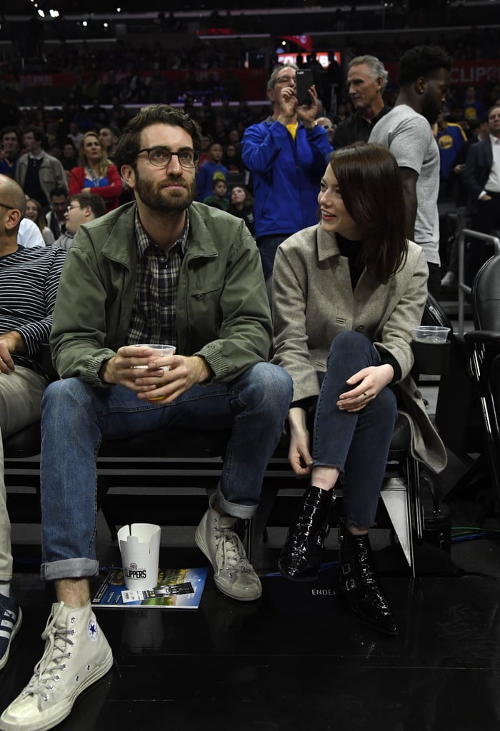 Emma Stone and Dave McCary at Clippers Game January 2019