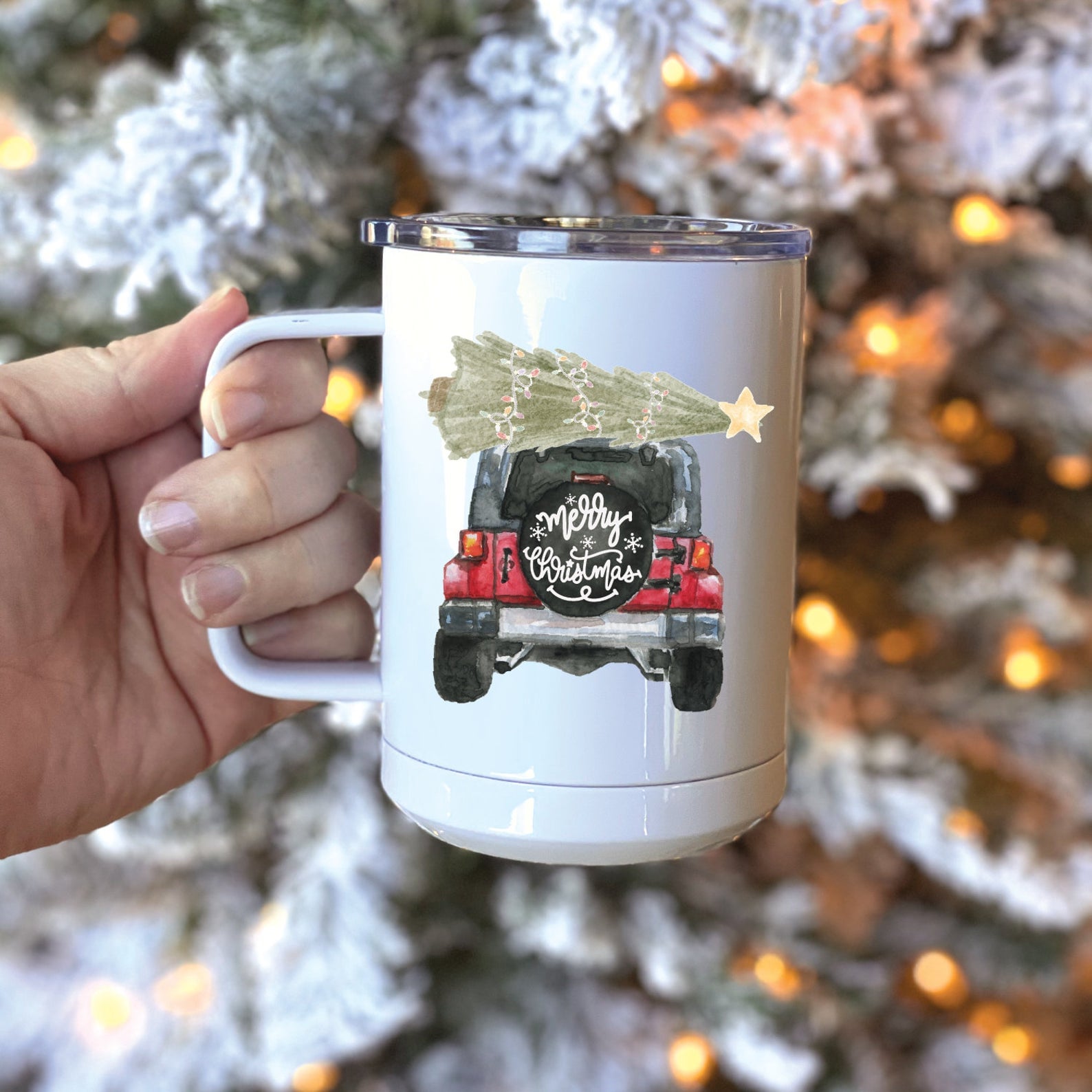 Vintage Red Truck Personalized Christmas Mug