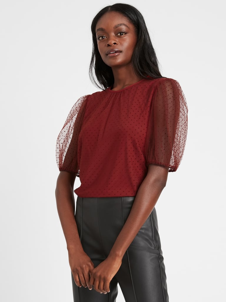 Banana Republic Tulle Puff-Sleeve Top