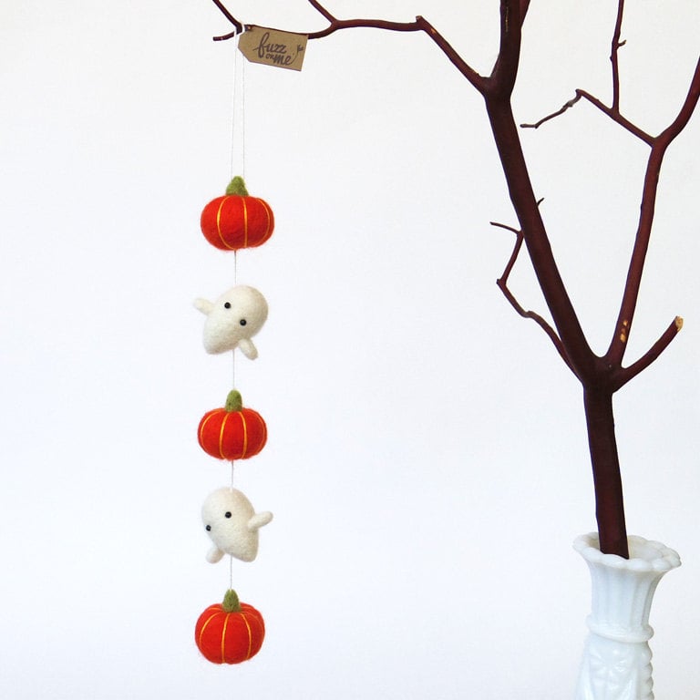 This pumpkin and ghost needle-felted miniature garland ($30) would look charming strung across a mantle or darling hanging in a nursery.