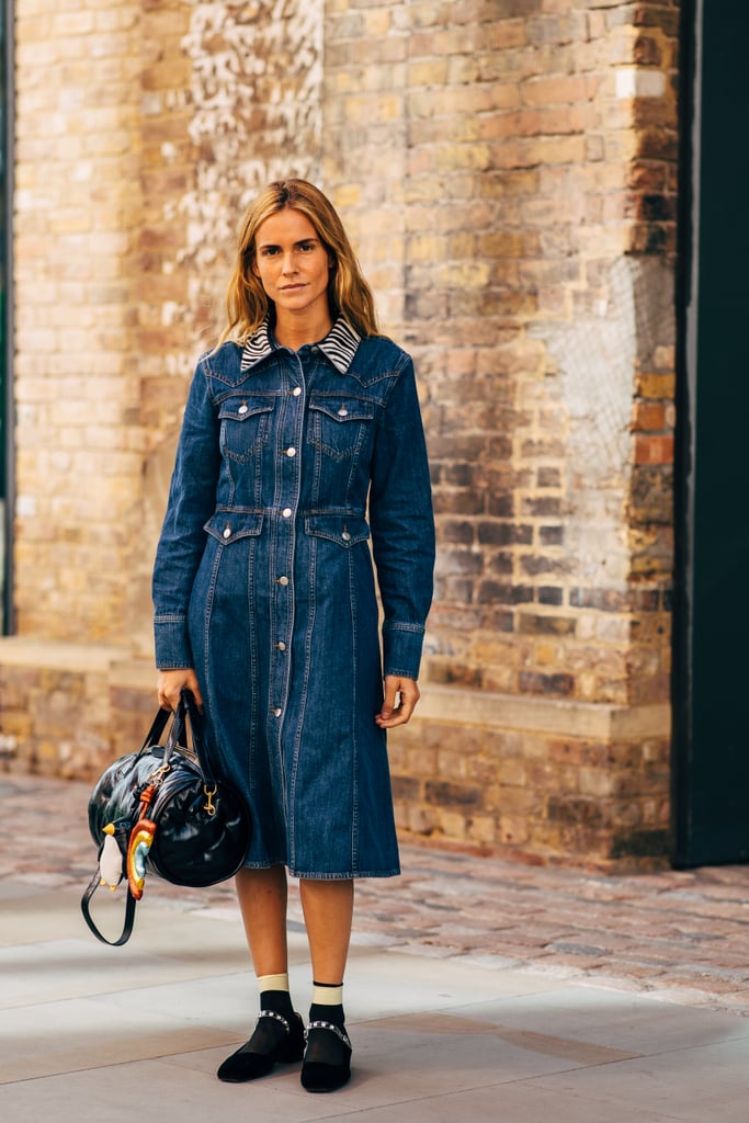 Denim gets an upgrade when it's worn as a dress.