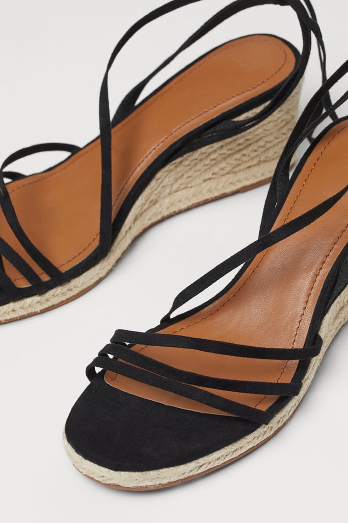 h&m black wedge espadrilles