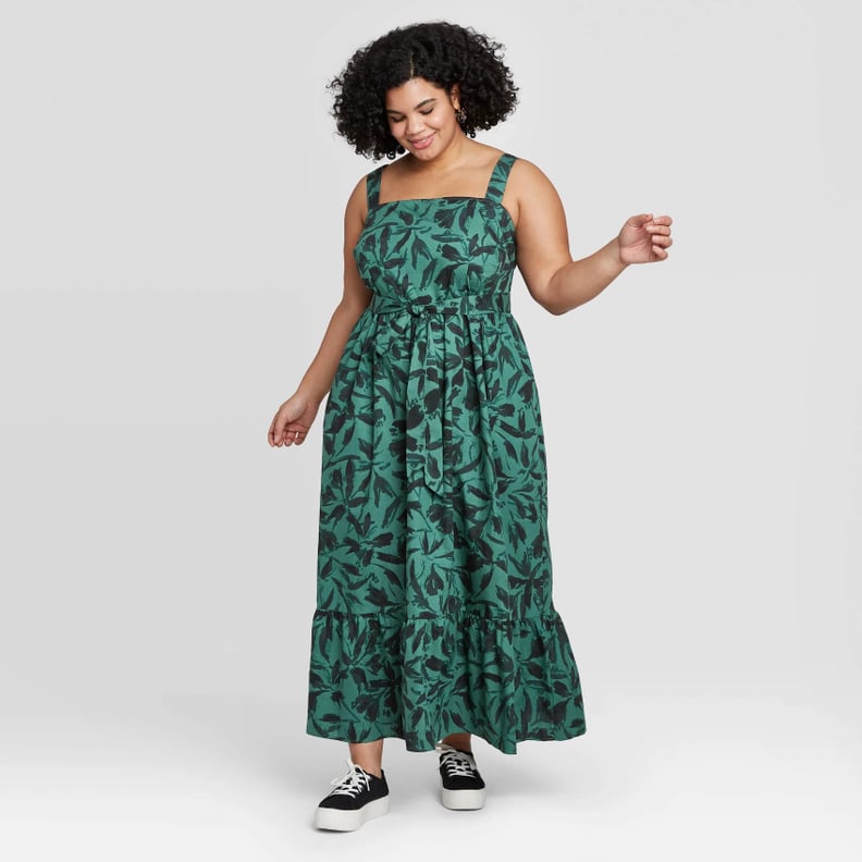 A New Day Plus Size Floral Print Sleeveless Ruffle Hem Dress