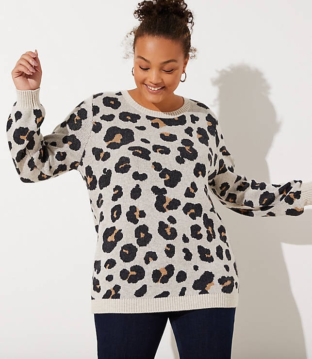 Loft Plus Leopard Jacquard Sweater