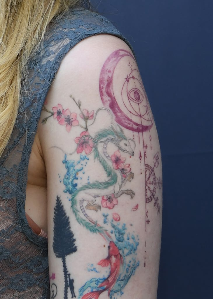 Paris Jackson's Crescent-Moon and Dragon Shoulder Tattoos