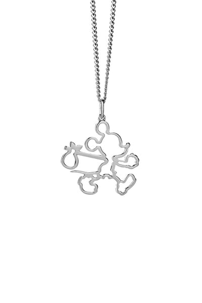 Silver Runaway Mickey Outline Necklace