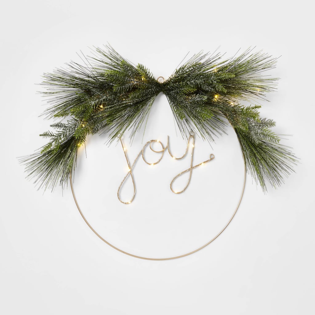 Wondershop Pre-Lit Joy Flocked LED Christmas Wreath