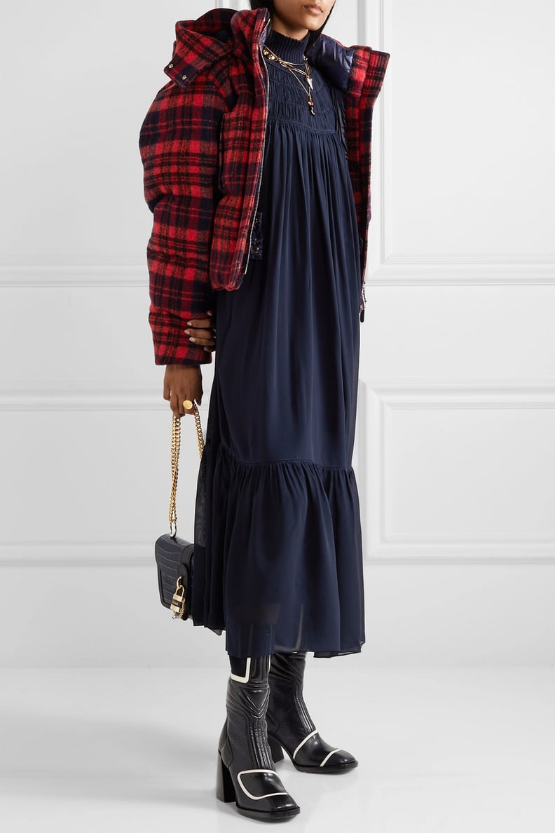 Chloé Hooded Quilted Checked Wool Jacket