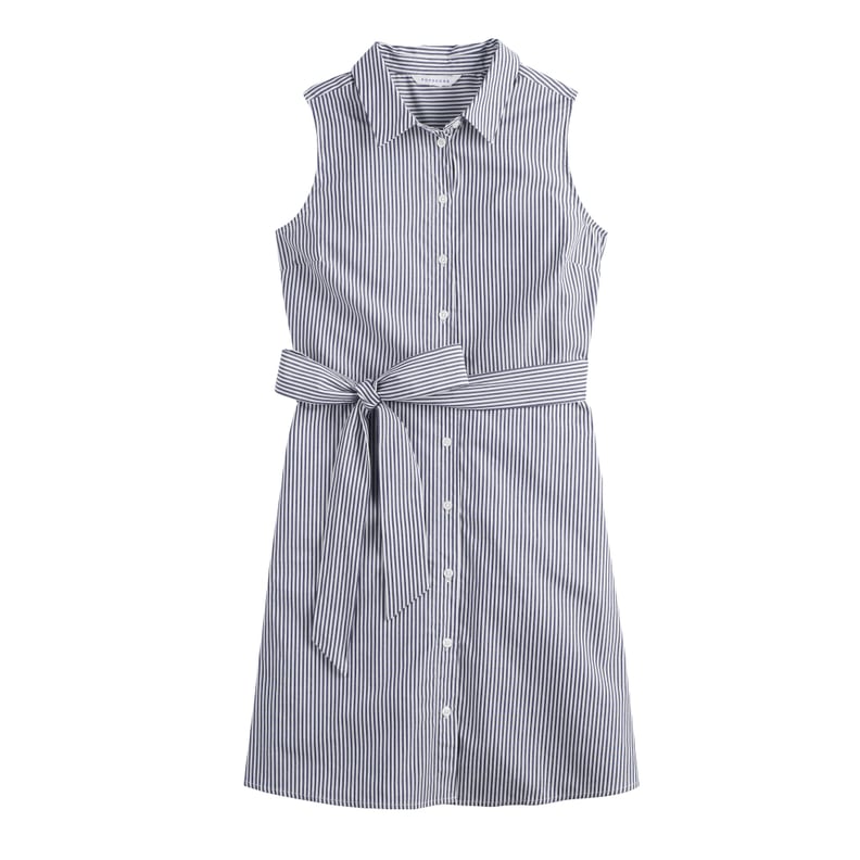 Sleeveless Shirt Dress in Bright White/Maritime Blue Stripe