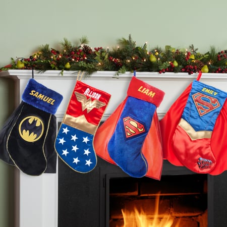 Superman, Supergirl, Batman, or Wonder Woman Personalized Christmas Stocking