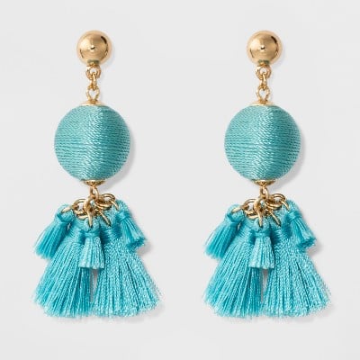 Sugarfix by BaubleBar Ball Drop with Tassels Earrings in Turquoise