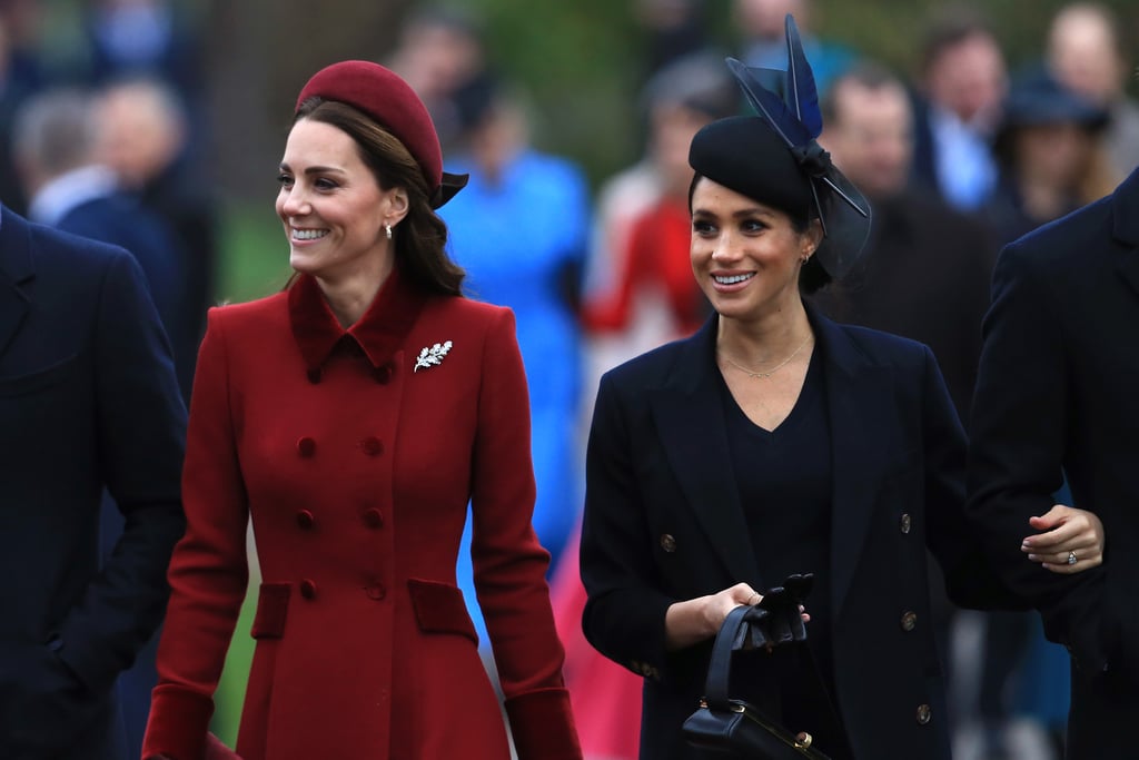 Meghan Markle Black Coat on Christmas Day 2018