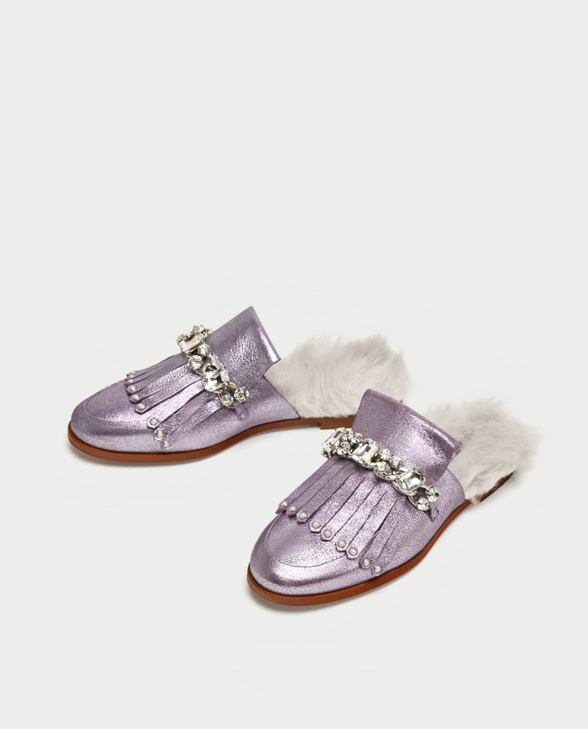Zara Metallic Leather Mules
