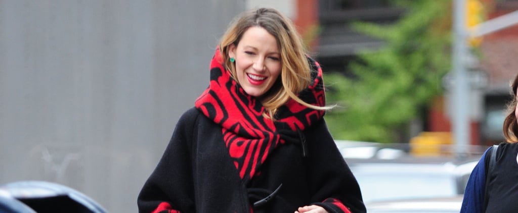 Blake Lively Pregnant Wearing Poncho | Street Style