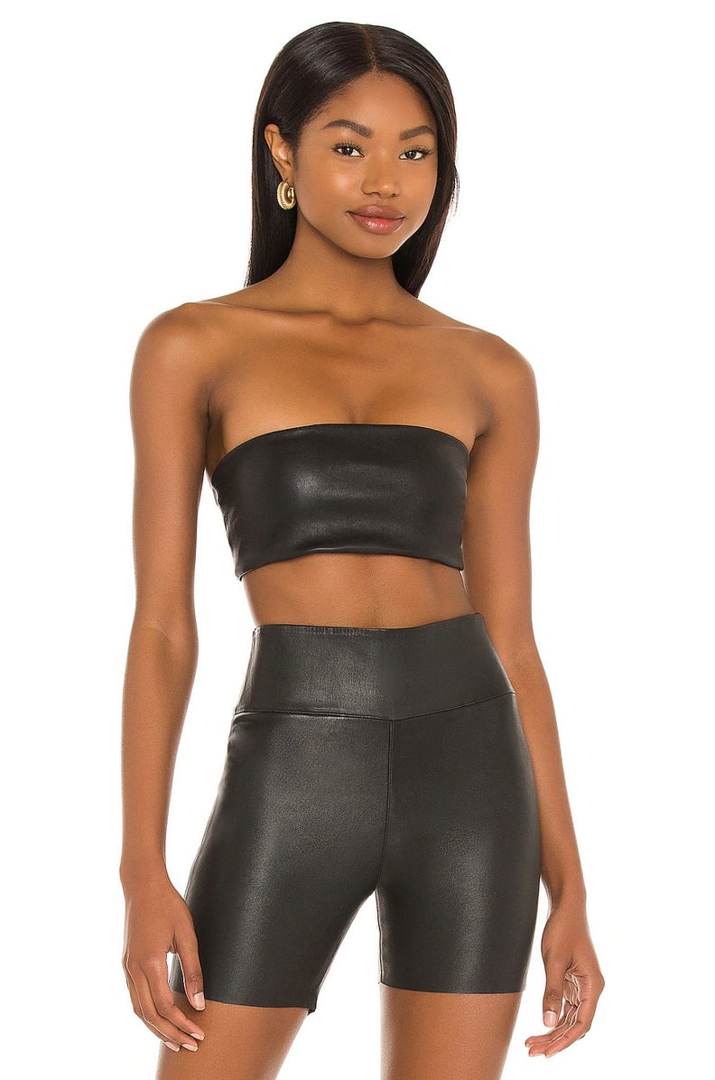 SPRWMN Leather Bandeau Top in Black