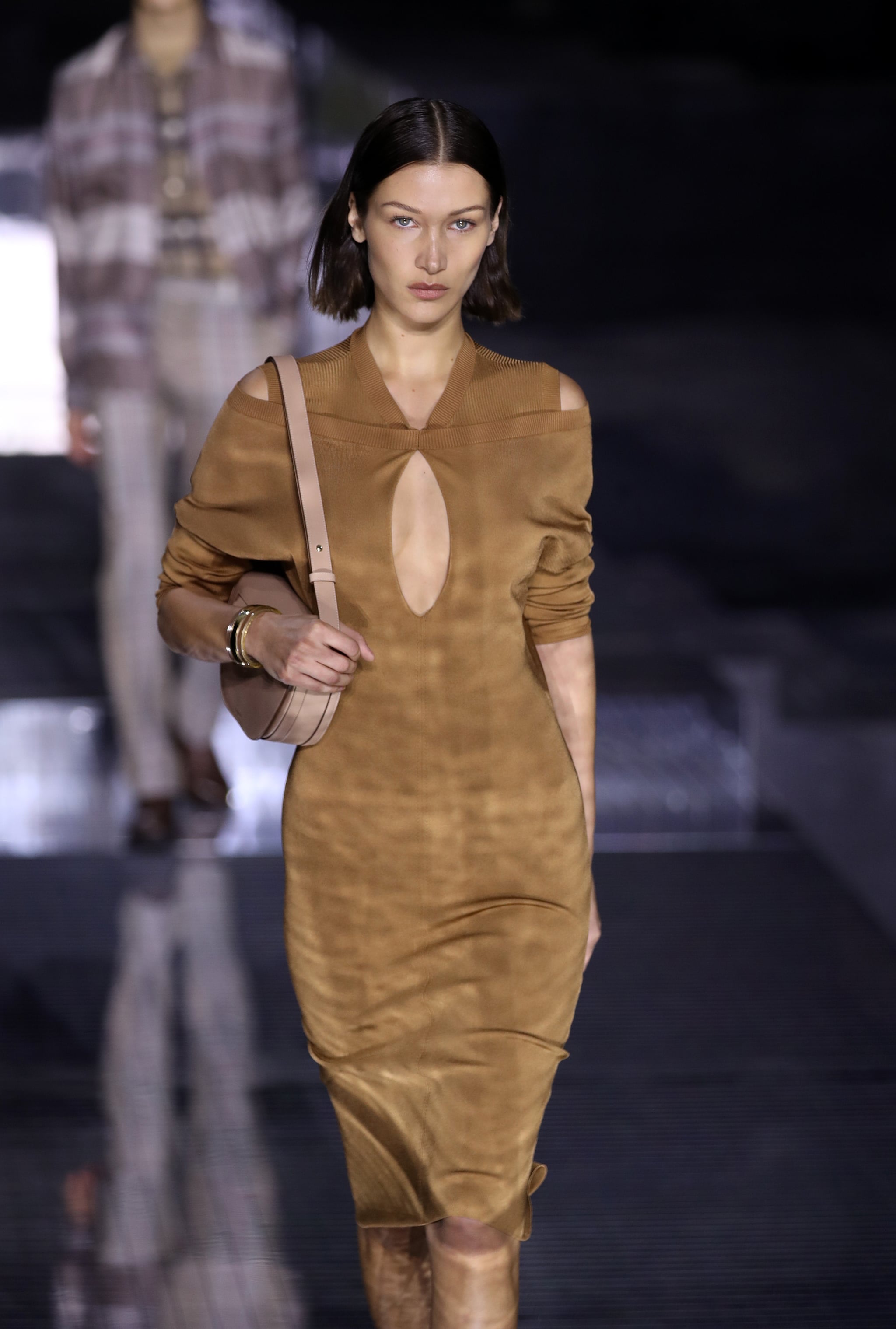 LONDON, ENGLAND - FEBRUARY 17:  Bella Hadid walks the runway at the Burberry  show during London Fashion Week February 2020 on February 17, 2020 in London, England. (Photo by Mike Marsland/WireImage)