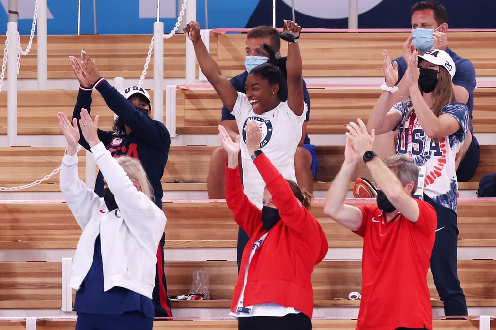 Simone Biles Cheers For MyKayla Skinner at Olympics | Photos