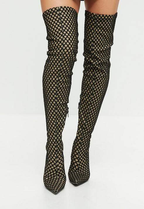 Missguided Fishnet Over The Knee Boots