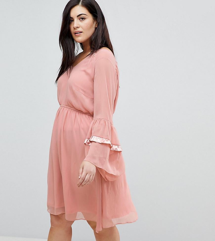 Lost Ink Smock Dress With Tiered Ruffle Sleeves