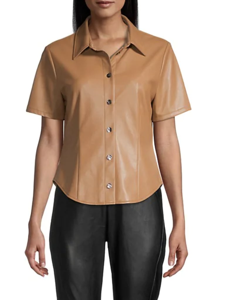 A Sharp Top: Elie Tahari Faux Leather Shirt