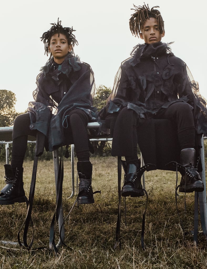 Jaden on how "Willow is better at everything": "Willow started making music first. I was like, 'My younger sister is, like, 4, and she's making all these fire songs. What's happening?' Willow was doing all these things, about to have record label deals at like the age of 6, and I was like, 'I feel like I'm underachieving.' That was around the time that I was doing Karate Kid, and I could do flips, and I thought I was special because I could do flips. But Willow could do the flips, too! Willow naturally had it. Like, I was trying to do no-handed cartwheels. Willow had it. I was trying to get to the studio. Willow was in the studio. You know what I'm saying? Willow just didn't have as big as a passion for acting as me. But if she did, she could do what I did. So there's always been competition, but we've always worked as hard as possible to do the things that we want to do. We never got upset because we could always do the same thing. It happened so that me and Willow were able to go through every level or different section of life that we wanted to. If we wanted to act, we could act. If we wanted to dance, we were dancing. And we could do it on the level that we wanted to do it. So there was no, like, 'I'm mad at you.' Well, we would get mad at each other when we were young, but that stopped when we were, like, 9."
