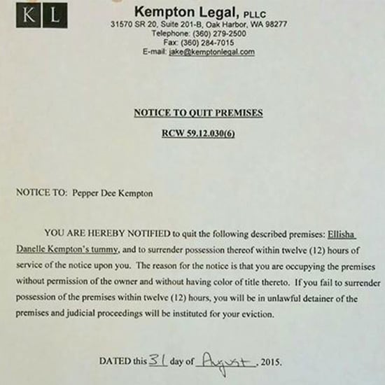 Attorney Dad Writes Overdue Baby Eviction Notice