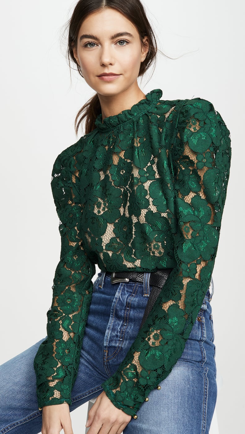 Wayf Emma Puff-Sleeve Lace Top