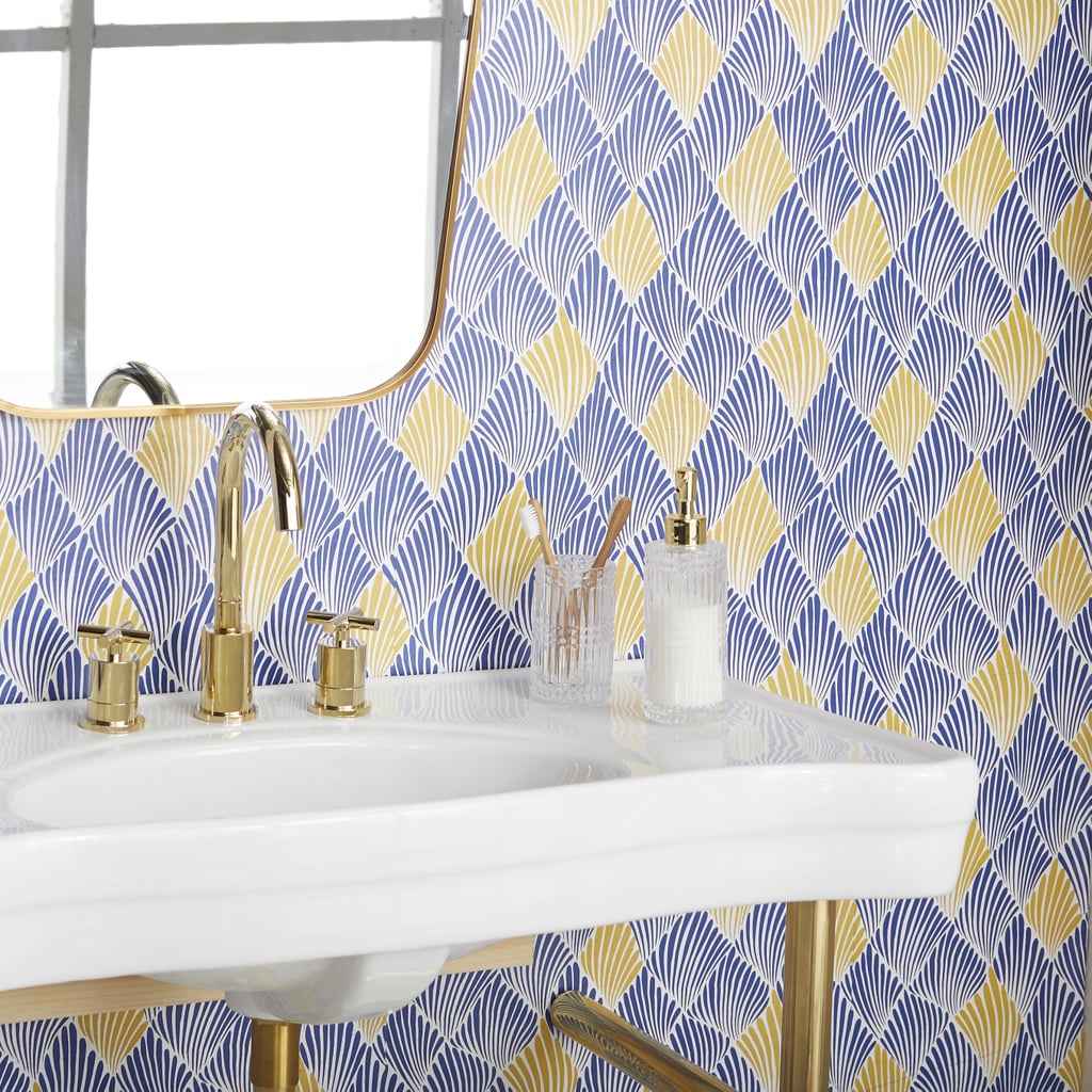 Blue and Yellow Art Deco Fan Peel-and-Stick Wallpaper