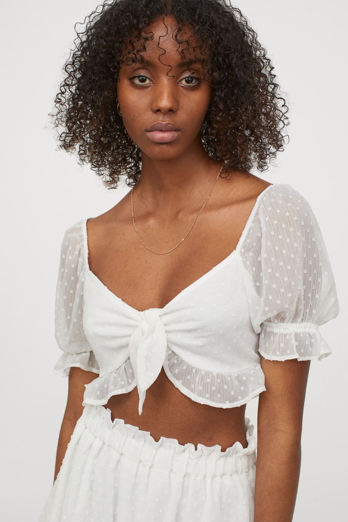 H&M Flounce-trimmed Crop Top