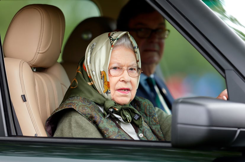 WINDSOR, UNITED KINGDOM - MAY 13: (EMBARGOED FOR PUBLICATION IN UK NEWSPAPERS UNTIL 48 HOURS AFTER CREATE DATE AND TIME) Queen Elizabeth II drives her Range Rover car as she attends day 4 of the Royal Windsor Horse Show in Home Park on May 13, 2017 in Win