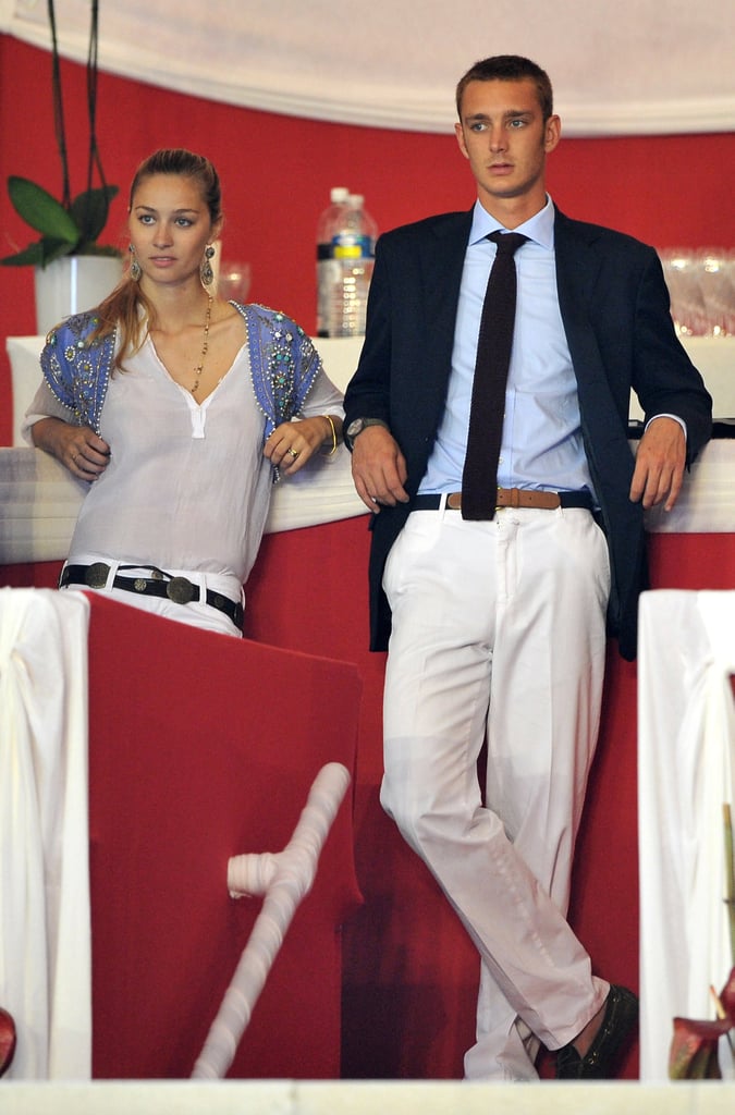 Pierre and Beatrice looked laid-back in June 2010 while watching an event in Monaco.