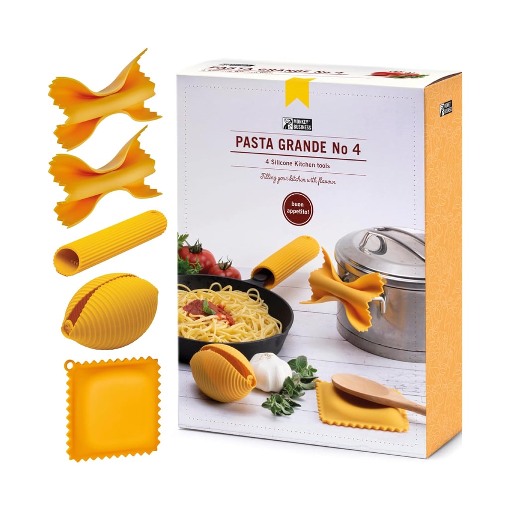 Monkey Business Pasta-Shaped Kitchen Tools ($49)
I can't even be mad that these pasta-shaped silicone tools are the priciest pick on my list because they're that freakin' adorable. The set comes with a spoon rest, pot grips, a lemon squeezer, and pan-grip sleeves that'll delight any pasta obsessive.