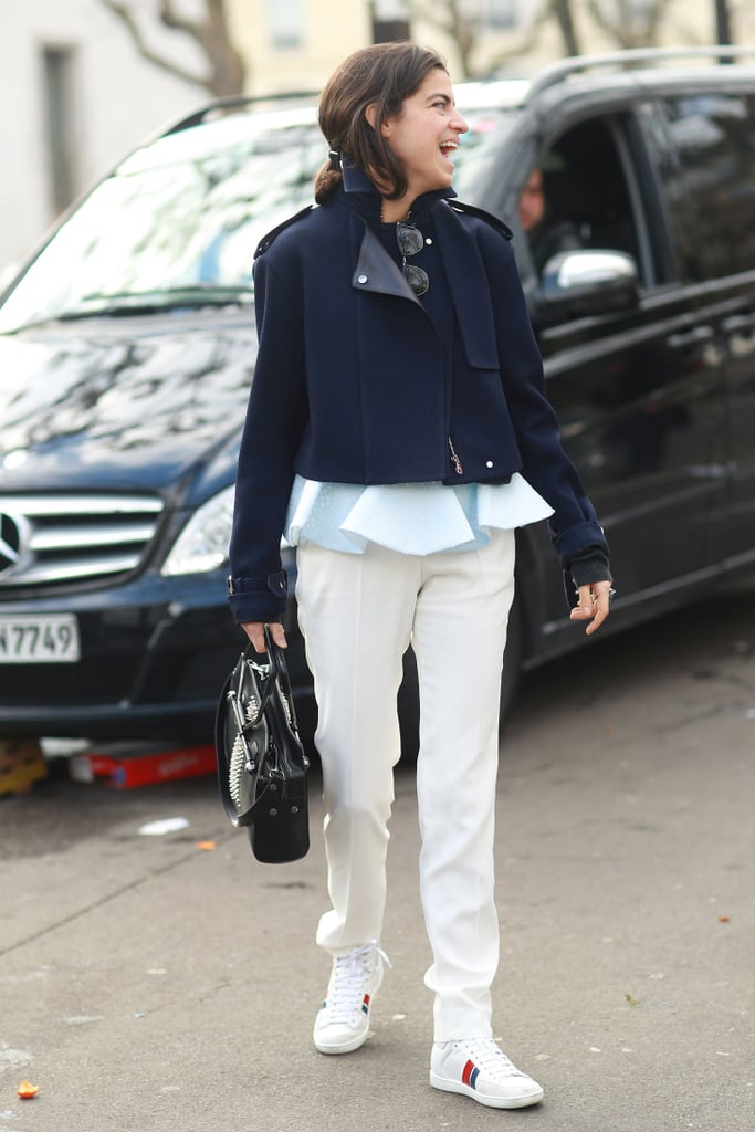 Smart separates look a little more fashion conscious with sneakers-of-the-moment to finish them off, à la Leandra Medine. 
Source: Tim Regas
