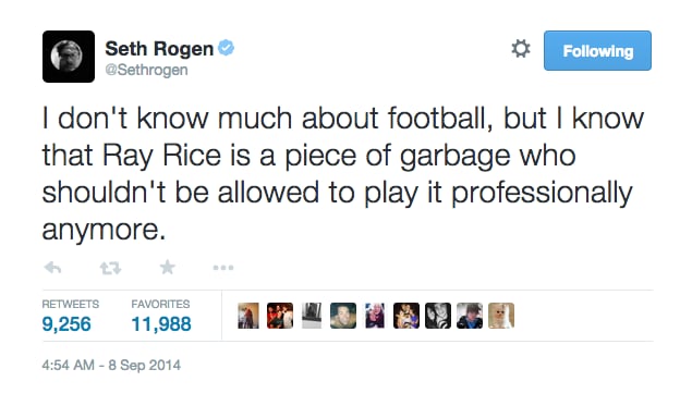Seth Rogen Shamed the NFL For the Way They Handled Ray Rice