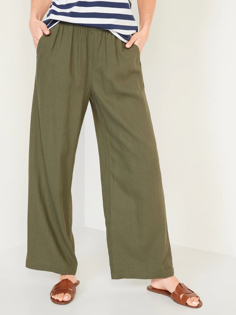 Best Wide-Leg Linen Pant: Green Linen-Blend Pants For Women