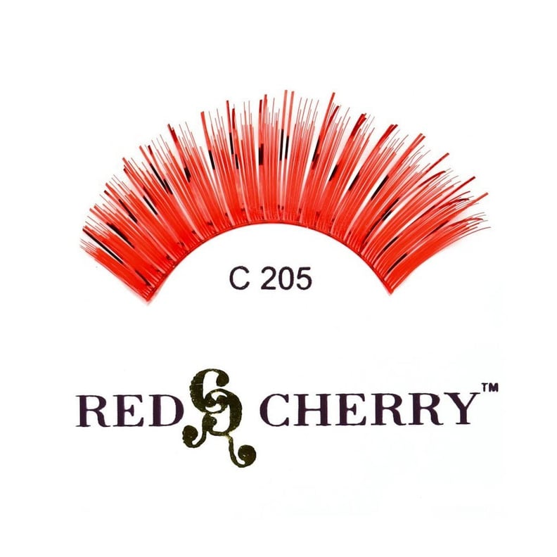 Red Cherry Eyelashes Red With Red Tinsel C205