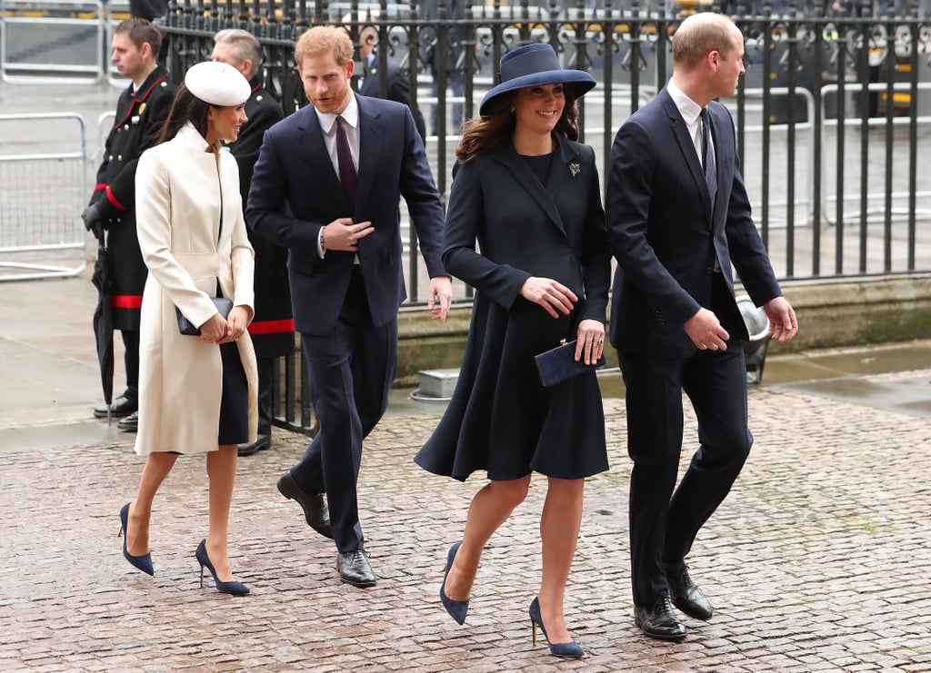 Meghan and Harry followed behind Kate and William during a London appearance.