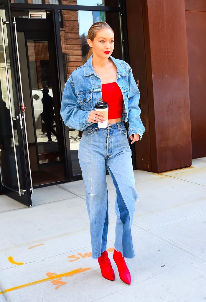 Gigi Hadid Red Leather Booties | POPSUGAR Fashion