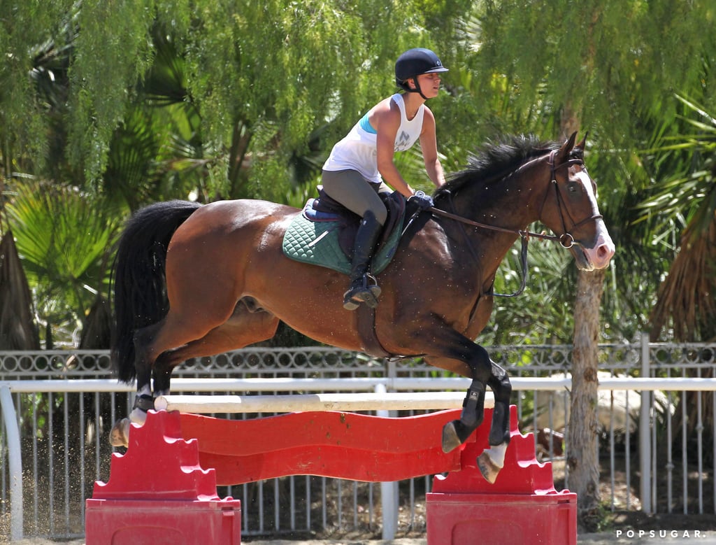 Kaley Cuoco showed off some impressive moves while horseback riding in LA on Wednesday.