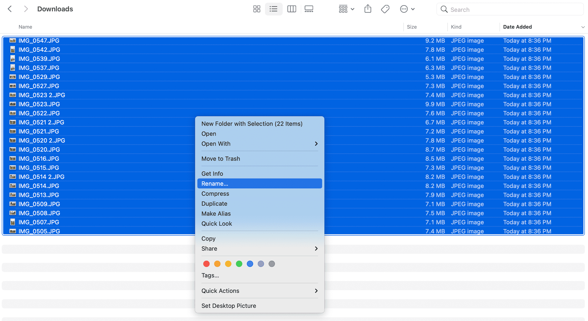 rename multiple files at once mac