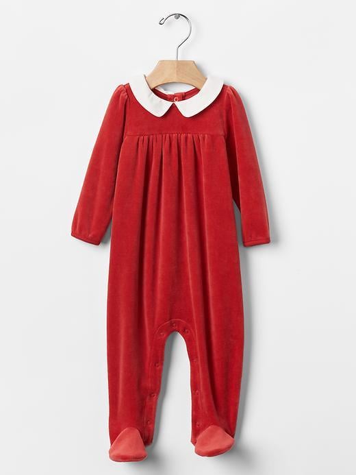 Gap Velour Footed Onesie Outfits For Baby's First Christmas