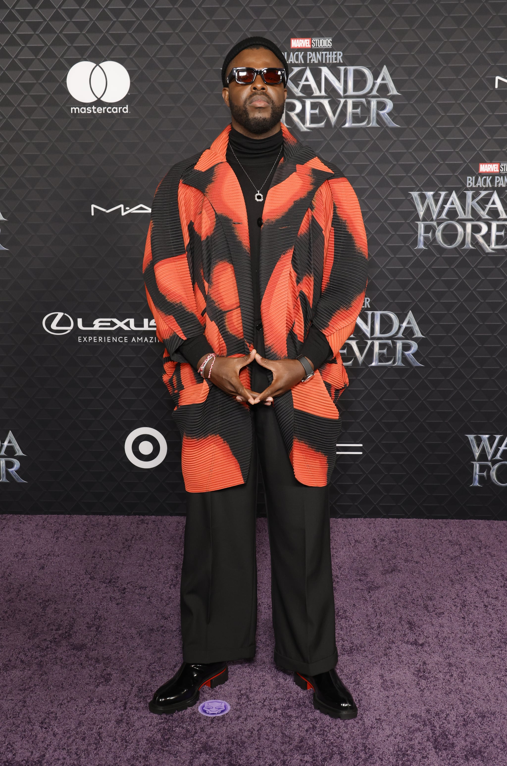 Winston Duke At The Black Panther 2 Wakanda Forever Premiere Rihanna Returns To The Red Carpet In A Sequined Strapless Gown Popsugar Fashion Photo 29