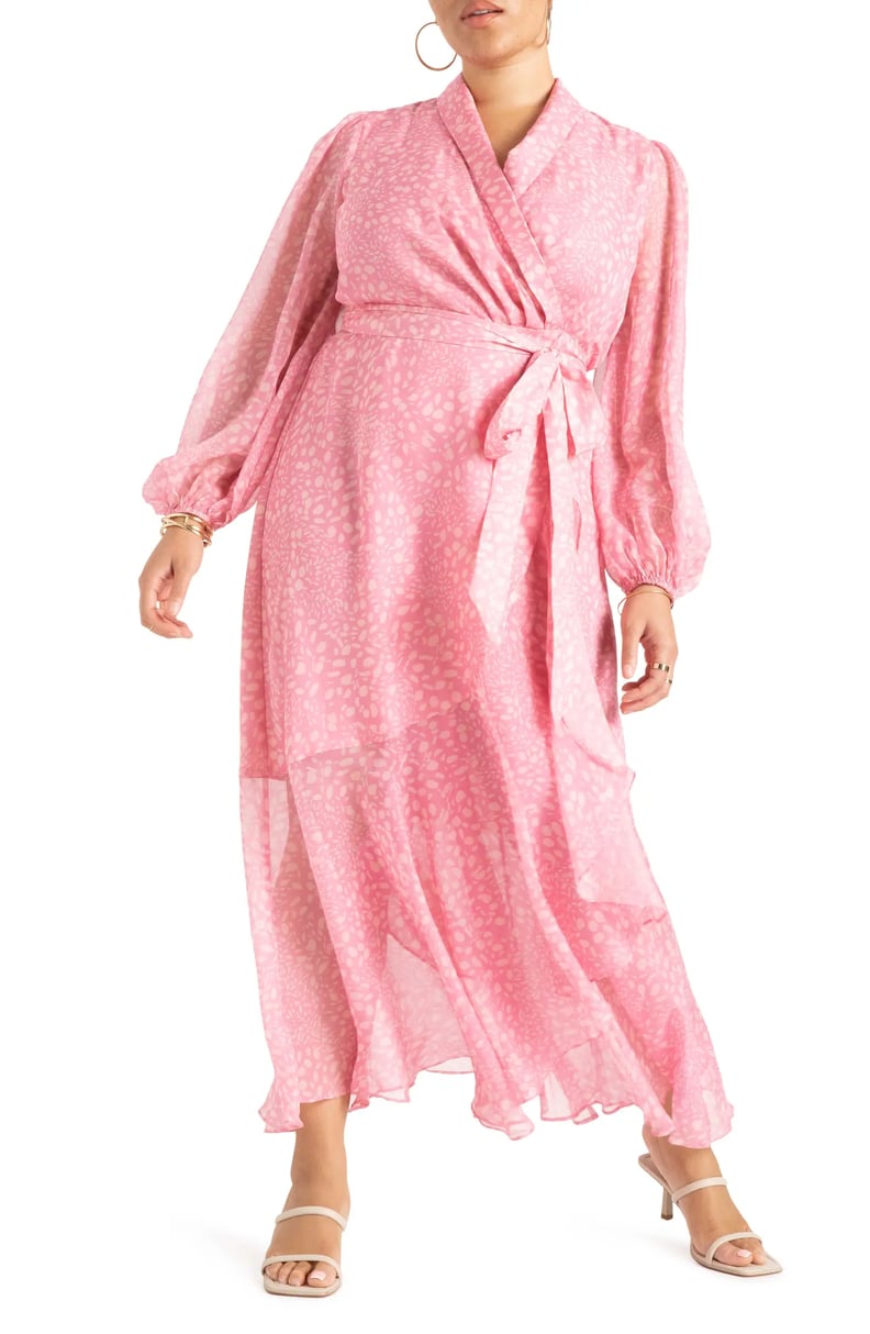 A Pink Dress: Eloquii Long Sleeve Maxi Wrap Dress
