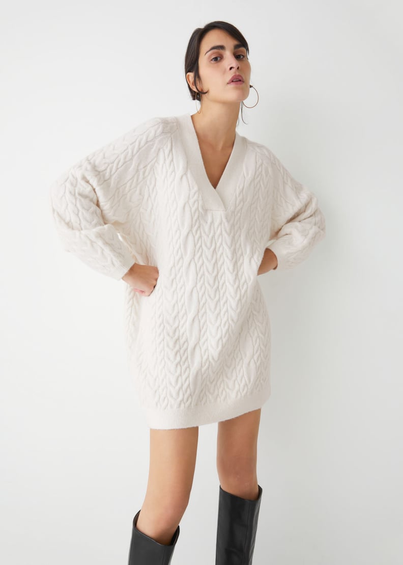 Light-Academia Outfits: & Other Stories Cable Knit Mini Dress