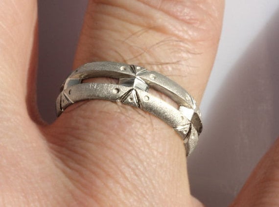 Steampunk Solid Gold Wedding Band