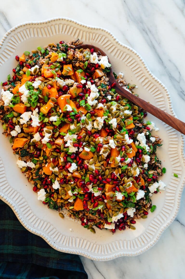 Roasted Butternut Squash, Pomegranate, and Wild Rice "Stuffing"