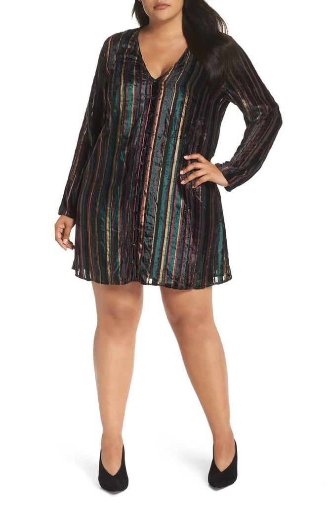 Leith Velvet Burnout Stripe Dress