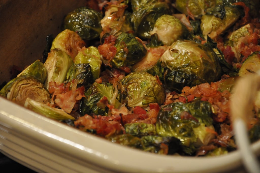 Sweet delicious pancetta with brussels sprouts