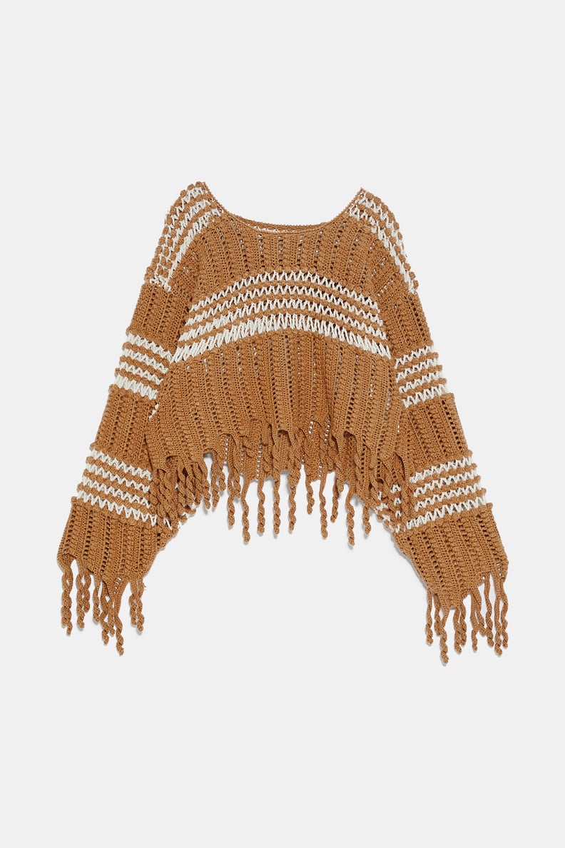 Zara Studio Fringed Two-Tone Sweater