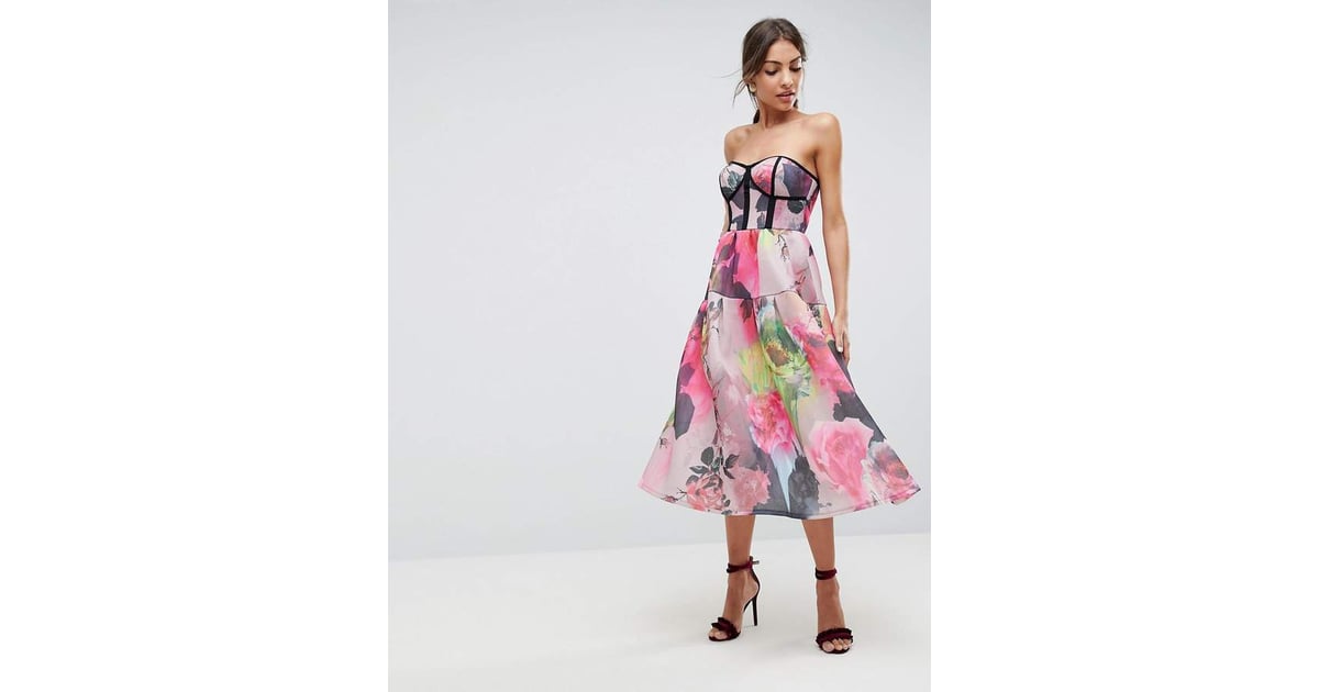 Asos Bonded Mesh Floral Midi Prom Dress Best Wedding Guest Dresses For Spring And Summer 